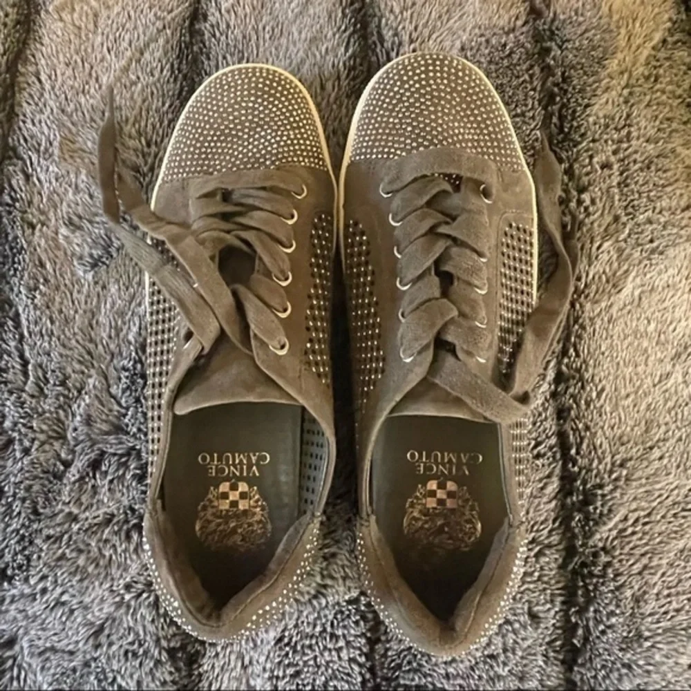 Vince Camuto sneakers tennis shoes- leather uppers with rhinestones - size 8